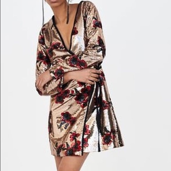 New ZARA Crossover Dress with Sequins Dress - Picture 2 of 3